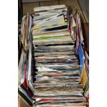 A TRAY CONTAINING OVER TWO HUNDRED 7in SINGLES including Cliff Richard, Abba, Adam and the Ants, The