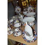 A SPODE 'SHIMA' PATTERN PART DINNER SERVICE, ETC, comprising a sauce boat with integral stand, two