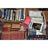 BOOKS, three boxes containing approximately sixty two titles including Reference, Furniture,