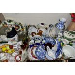 FOUR BOXES AND LOOSE CERAMICS AND GLASSWARE, including Italian ceramics, a Portmeirion Pomona