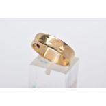 A 9CT GOLD WIDE BAND, slight textured effect, approximate width 5.5mm, hallmarked 9ct gold London,