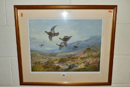 AFTER ARCHIBALD THORBURN (1860-1935) 'GROUSE TAKING FLIGHT', a print bearing a signature to lower