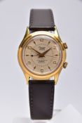 A GENT'S 'RADO' ALARM WRISTWATCH, hand wound movement, round champagne dial signed 'Radio Alarm,