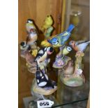 SIX ROYAL WORCESTER BIRD FIGURE GROUPS, comprising Pied Woodpeckers RW3363, Chaffinches RW3364,