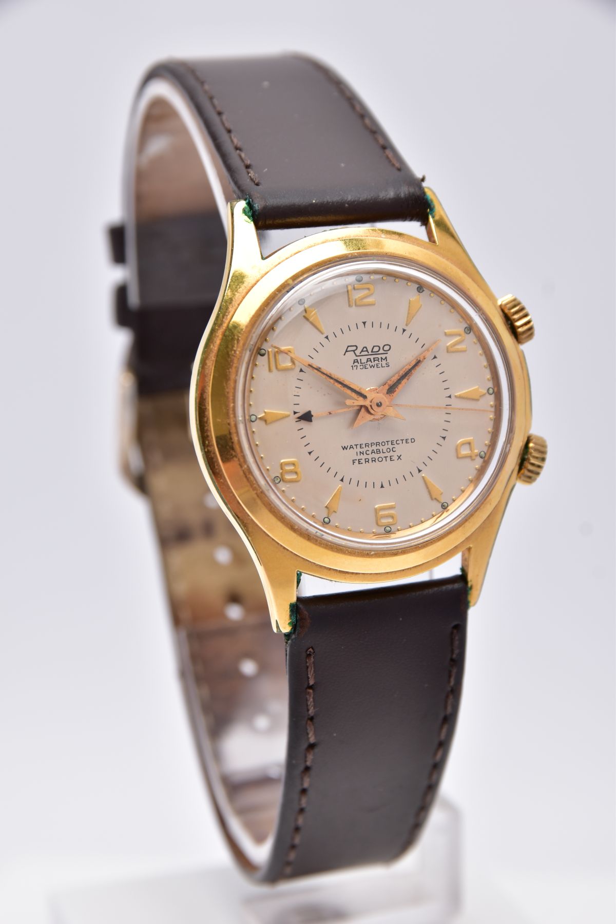 A GENT'S 'RADO' ALARM WRISTWATCH, hand wound movement, round champagne dial signed 'Radio Alarm, - Image 2 of 5