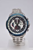 A GENTS 'CASIO EDIFICE' CHRONOGRAPH WRISTWATCH', large multi tonal dial signed 'Casio Edifice',