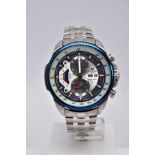 A GENTS 'CASIO EDIFICE' CHRONOGRAPH WRISTWATCH', large multi tonal dial signed 'Casio Edifice',