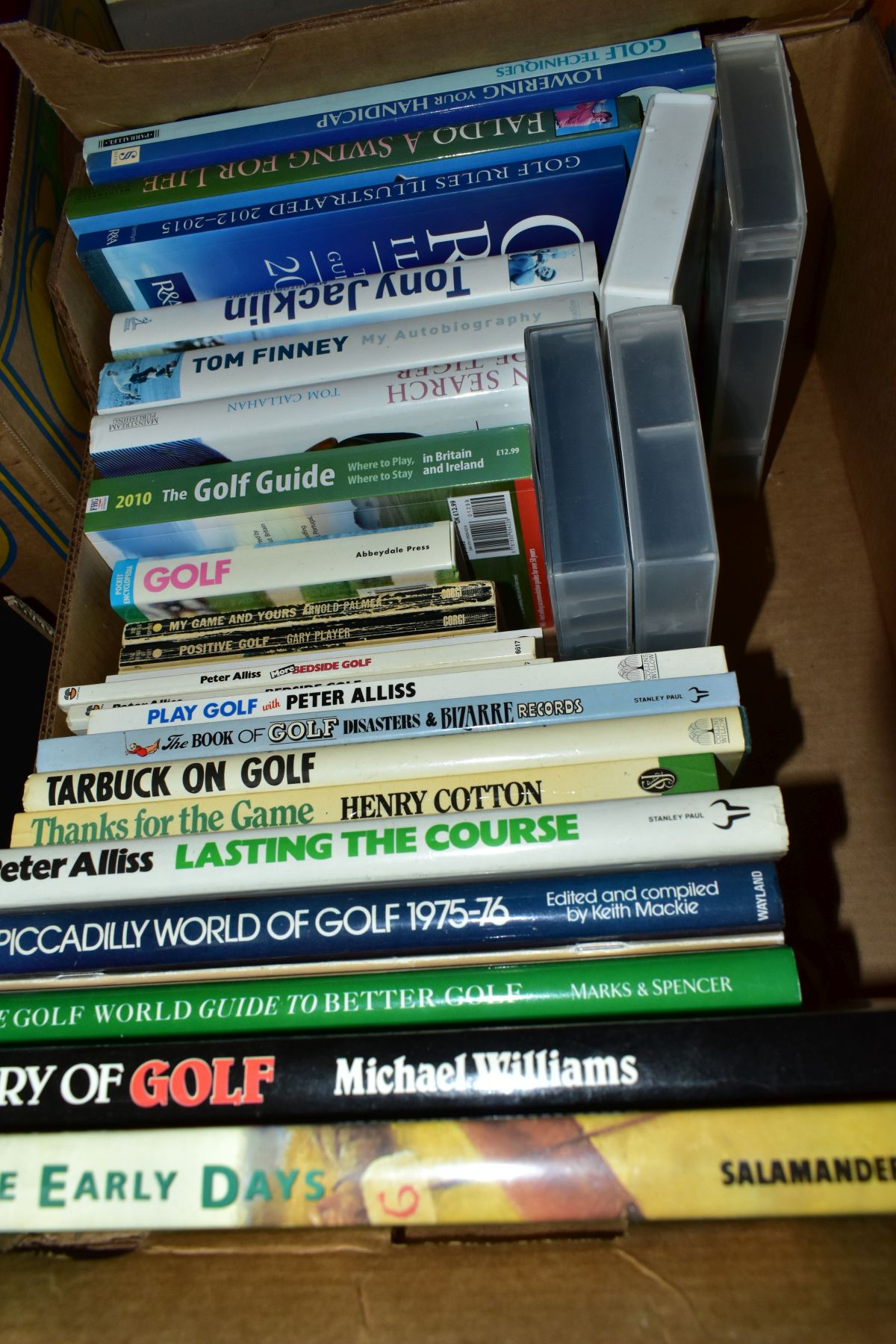 THREE BOXES OF SPORTING RELATED EQUIPMENT AND BOOKS, ETC, including golf balls, tees, Moor Hall Golf - Image 7 of 7