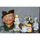 A SMALL GROUP OF ORNAMENTAL CERAMICS, comprising a Royal Worcester 'Sunshine' figure modelled by