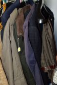 A SMALL COLLECTION OF GENTLEMANS CLOTHING AND ACCESSORIES, including a pair of 38 regular Brook