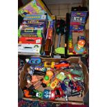 A QUANTITY OF ASSORTED TOYS AND GAMES, to include modern Action Man figures, Transformers, battery