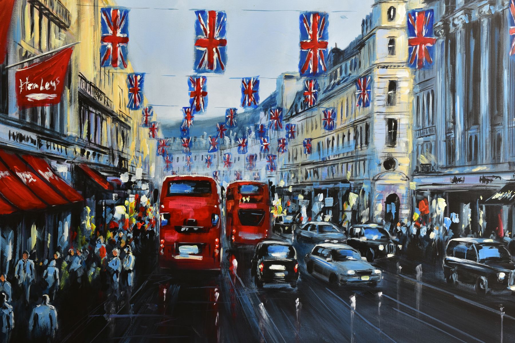 CSILLA ORBAN (HUNGARY 1961) 'REGENTS STREET' a London cityscape signed bottom right, oil on canvas - Image 2 of 5