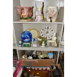 TWO BOXES OF CERAMICS AND SUNDRY ITEMS etc to include three Carlton Ware 2710 tapestry and daisy