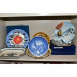 A SET OF FOUR BOXED COALPORT LIMITED EDITION COALPORT CABINET PLATES, from 'World of Ballooning