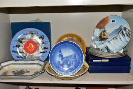 A SET OF FOUR BOXED COALPORT LIMITED EDITION COALPORT CABINET PLATES, from 'World of Ballooning