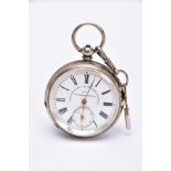 AN EARLY GEORGE V OPEN FACED SILVER POCKET WATCH, white dial signed 'Fattorini & Sons Ltd, Westgate,