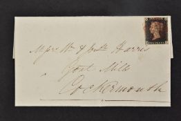 GB 1840 PENNY BLACK R.C. 4 margins on cover