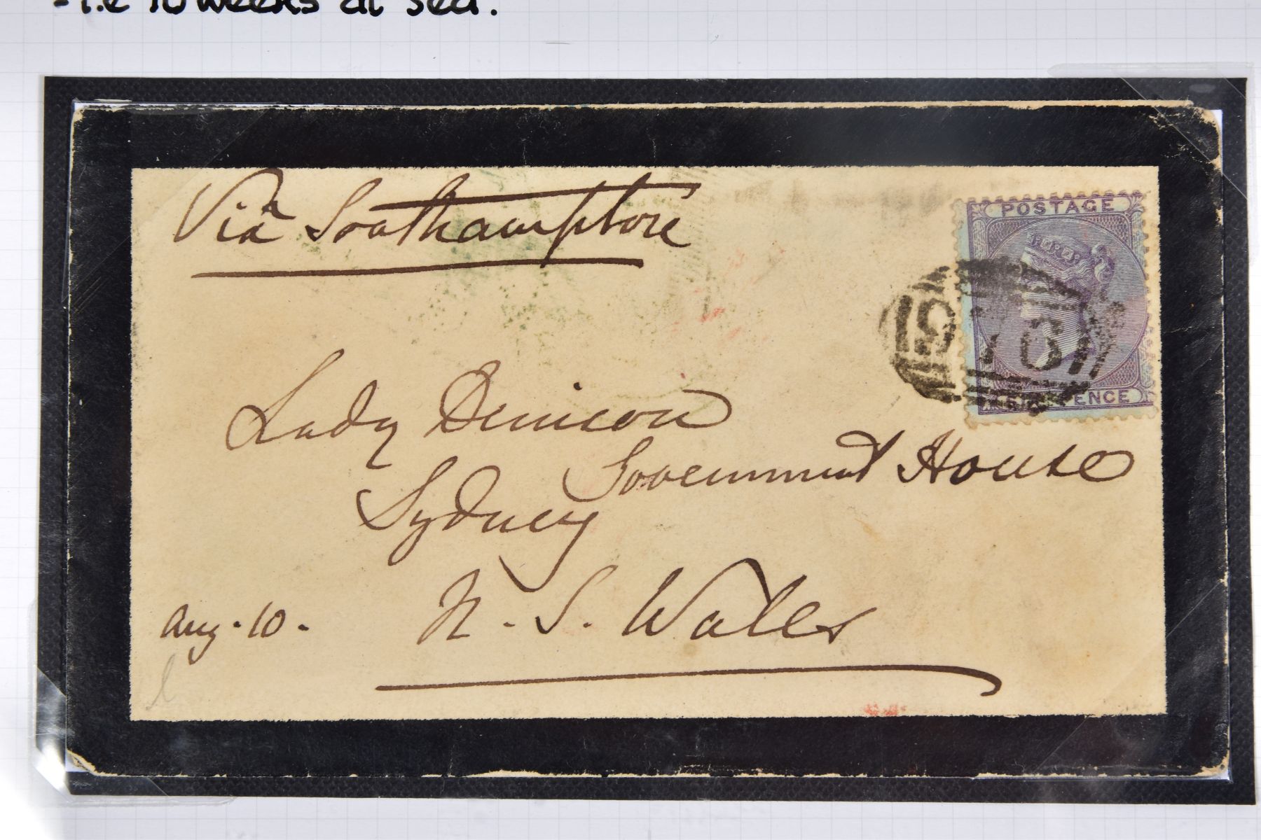 GB 1857 6d Lilac on Azure paper on cover to N.S.W (SG spec J70e) with BPA cert - Image 3 of 3