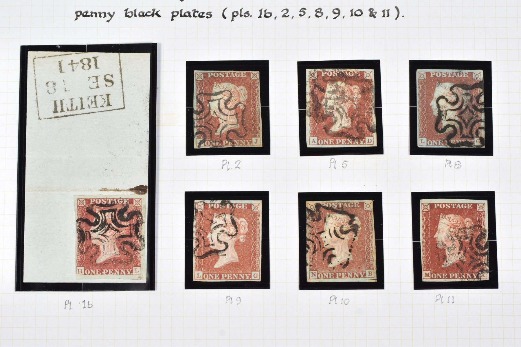 GB 1841 PENNY RED stated to be from Black plates and one unplated imperf red mint hinged with - Image 2 of 5