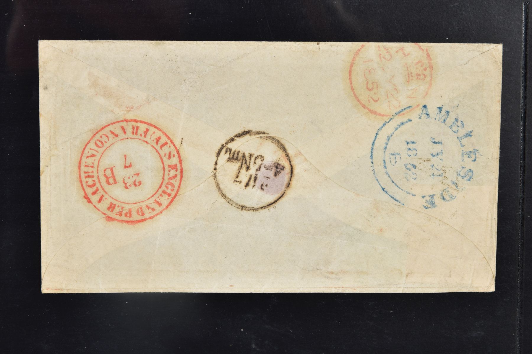GB 1848 10d EMBOSSED on cover to Berlin, cut into at right - Image 3 of 4
