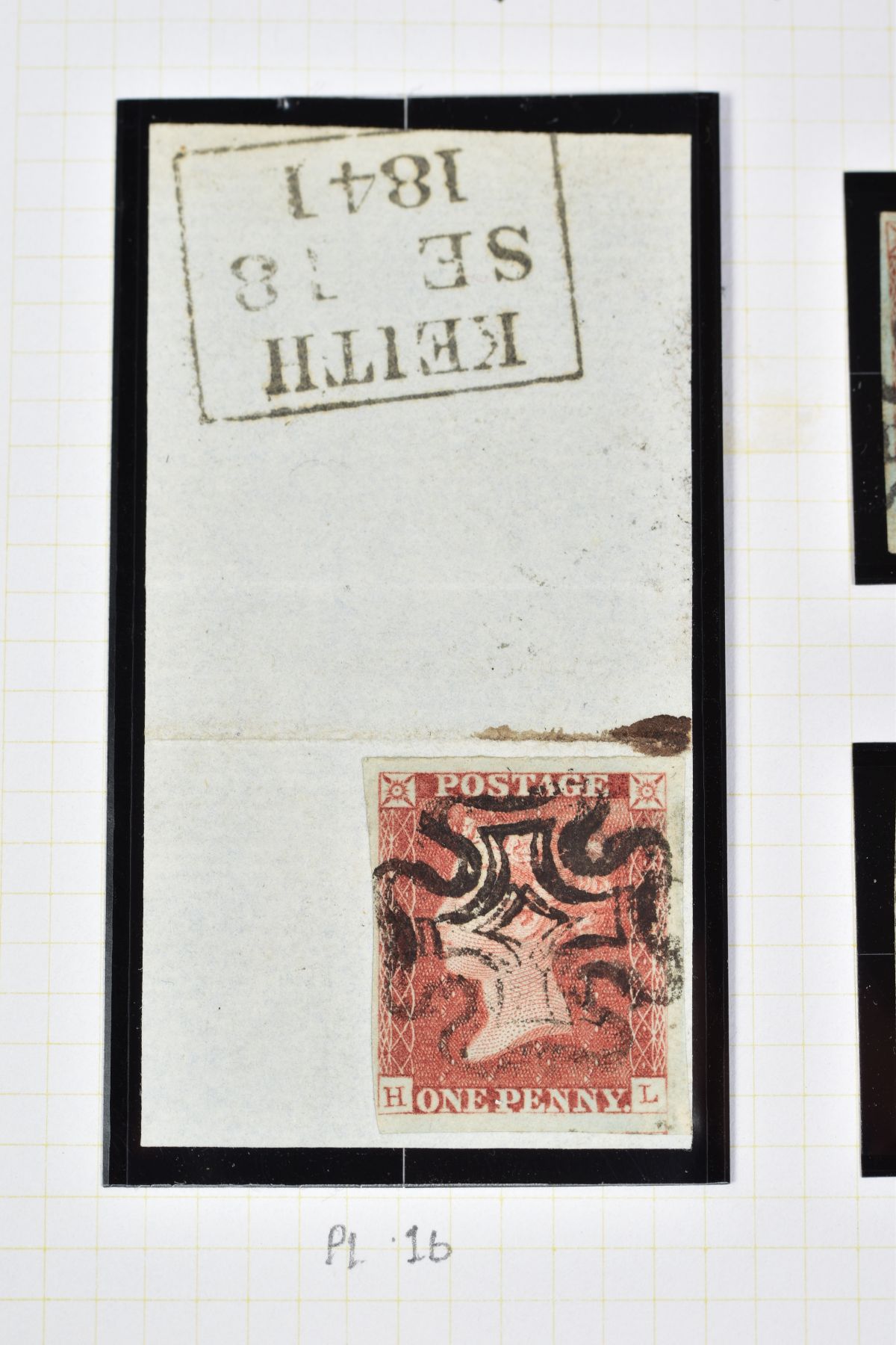 GB 1841 PENNY RED stated to be from Black plates and one unplated imperf red mint hinged with - Image 5 of 5