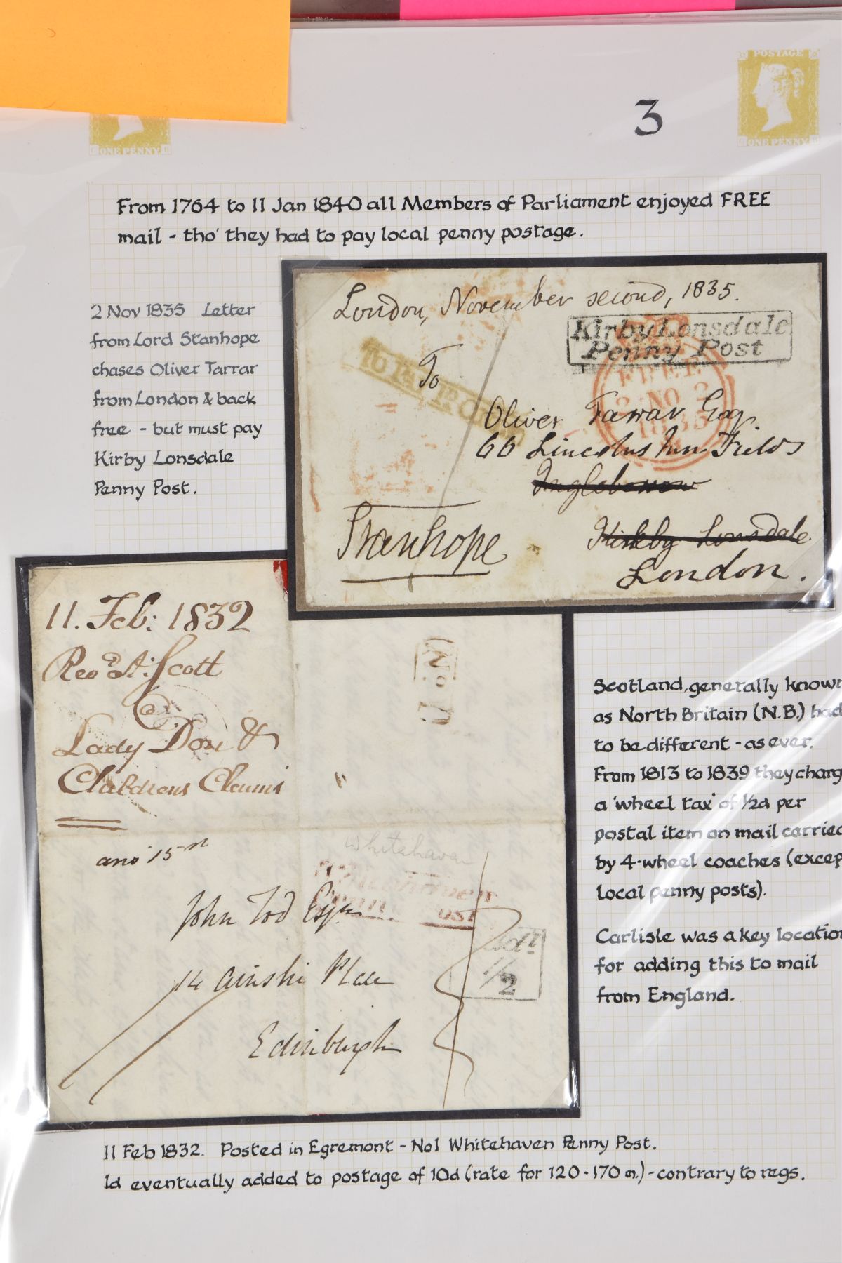 GB COLLECTION OF POSTAL HISTORY from 1830's to 1840's including lovely strike of rare Kirby Lonsdale - Image 3 of 9