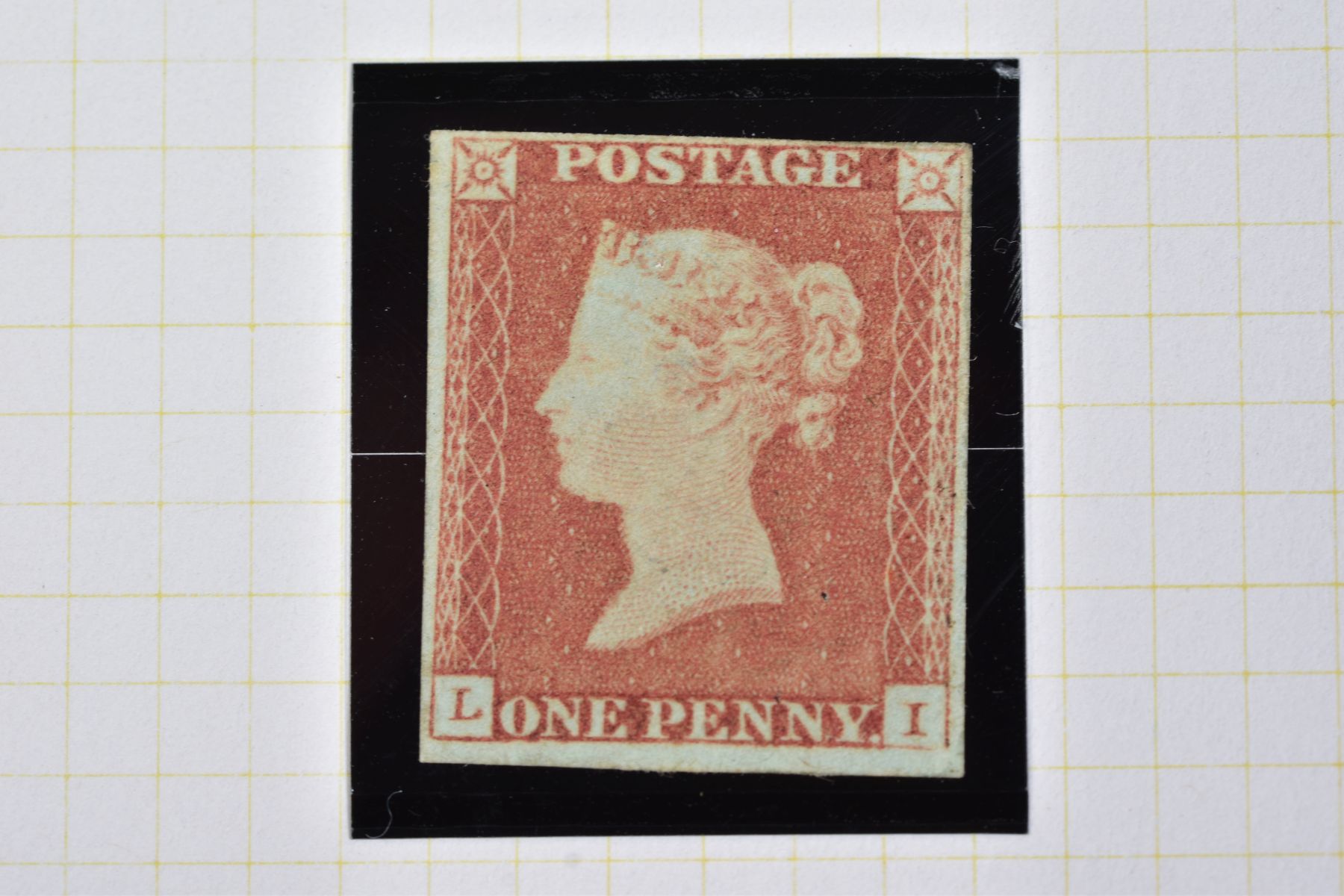 GB 1841 PENNY RED stated to be from Black plates and one unplated imperf red mint hinged with - Image 3 of 5