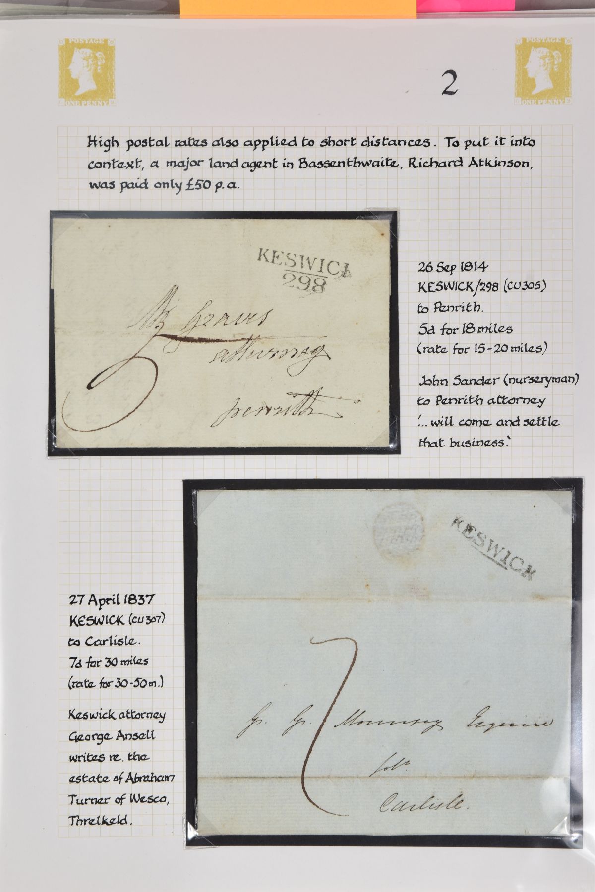 GB COLLECTION OF POSTAL HISTORY from 1830's to 1840's including lovely strike of rare Kirby Lonsdale - Image 2 of 9