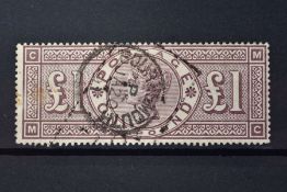 GB 1884 £1 BROWN LILAC WMK CROWNS SG 185