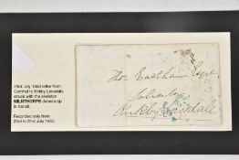 GB 1850 FENTIRE LETTER FROM CARTMEL TO KIRKBY LONSDALE struck with MILNTHORPE skeleton - only