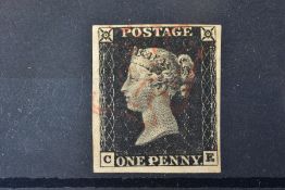 GB 1840 PENNY BLACK P1b CE fine 4 margins