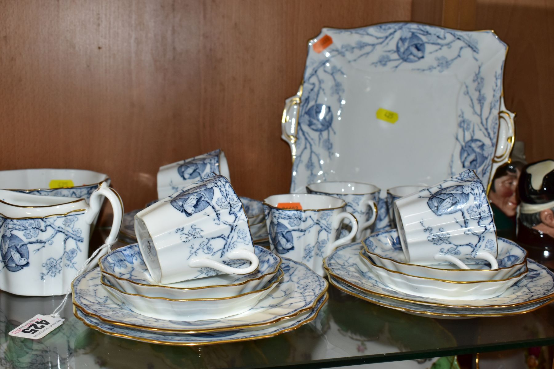 AN EARLY 20TH CENTURY WEDGWOOD BONE CHINA TEA SET, transfer printed with a blue and white - Image 2 of 9