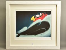 DOUG HYDE (BRITISH 1972) 'A WHALE OF A TIME' a limited edition print 140/395, dogs, an umbrella
