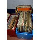 ONE BOX AND TWO PORTABLE CASES OF VINYL RECORDS, one case containing 78's and 45's, one case and the