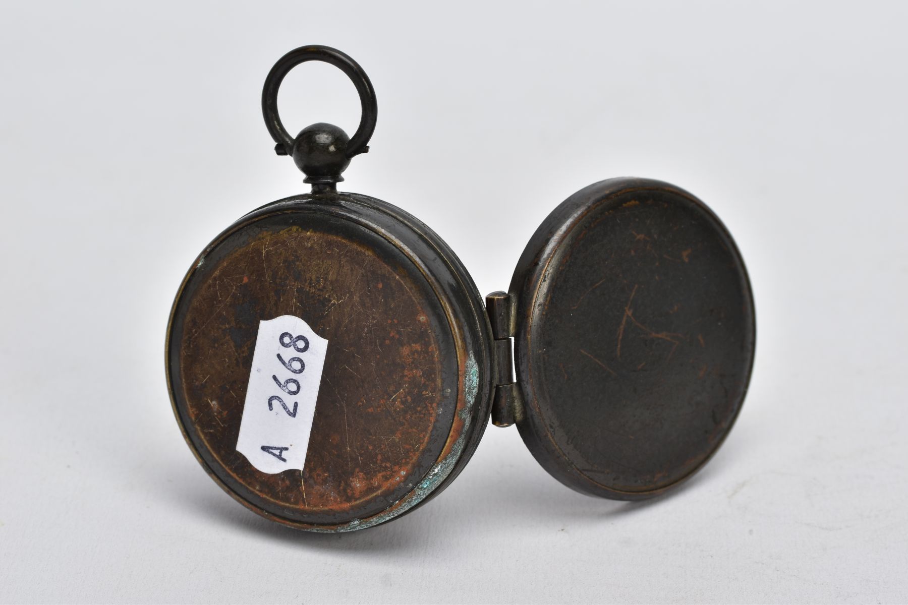 A 'WOOD ABRAHAMS' COMPASS, base metal compass, round mother of pearl dial, signed 'Wood Abrahams - Image 3 of 5