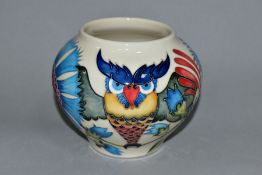 A MOORCROFT POTTERY EMMA BOSSONS LIMITED EDITION HAIR BRAINED PATTERN SQUAT BALUSTER VASE, no 26/60,