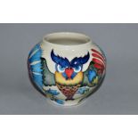 A MOORCROFT POTTERY EMMA BOSSONS LIMITED EDITION HAIR BRAINED PATTERN SQUAT BALUSTER VASE, no 26/60,