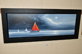 BEN PAYNE (BRITISH CONTEMPORARY) YACHTS SAILING BY MOONLIGHT, signed bottom left, signed verso,