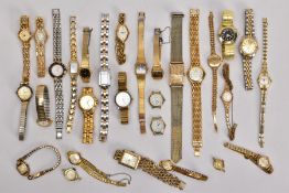 A COLLECTION OF LADIES AND GENTS GOLD-PLATED WRISTWATCHES, to include names such as Lorus, Pulsar,