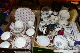 THREE BOXES OF CERAMICS/PORCELAIN TEA WARES, GIFT WARES, PLATES, ETC, to include Hammersley & Co