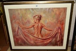 TOMASZ RUT (POLISH 1961) 'CANDIDE' a limited edition print of a female nude holding a swathe of