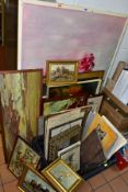 PAINTINGS AND PRINTS, ETC, to include abstract oils circa 1970's signed Marg, paintings of animals