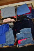 FOUR BOXES OF LADIES CASUAL TROUSERS AND JEANS, etc to include Betty Barclay, Gerry Webber, Oui,