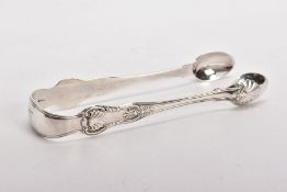 A PAIR OF WILLIAM IV SILVER SUGAR TONGS, Kings pattern design, hallmarked 'William Bateman II'