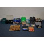 A LARGE QUANTITY OF FISHING ACCESSORIES, to include lures, floats, box of three zebco bite alarms,