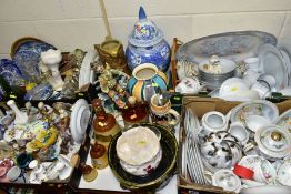 FOUR BOXES AND LOOSE OF CERAMICS AND GLASSWARE, including two Japanese part tea services, Crown Ming
