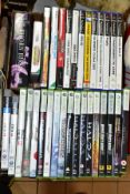A QUANTITY OF ASSORTED BOXED PLAY STATION 2, PS3 AND XBOX 360 GAMES, to include PS2 Guitar Heroes,
