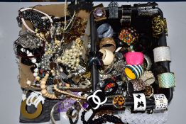 TWO BOXES OF ASSORTED COSTUME JEWELLERY, to include a box of assorted necklaces and a box of