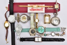 A BAG OF ASSORTED LADIES AND GENTS WRISTWATCHES AND OTHERS, mostly quartz movements, also