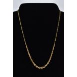 A 9CT GOLD GRADUATED ROPE TWIST CHAIN, fitted with a spring clasp, hallmarked 9ct gold London